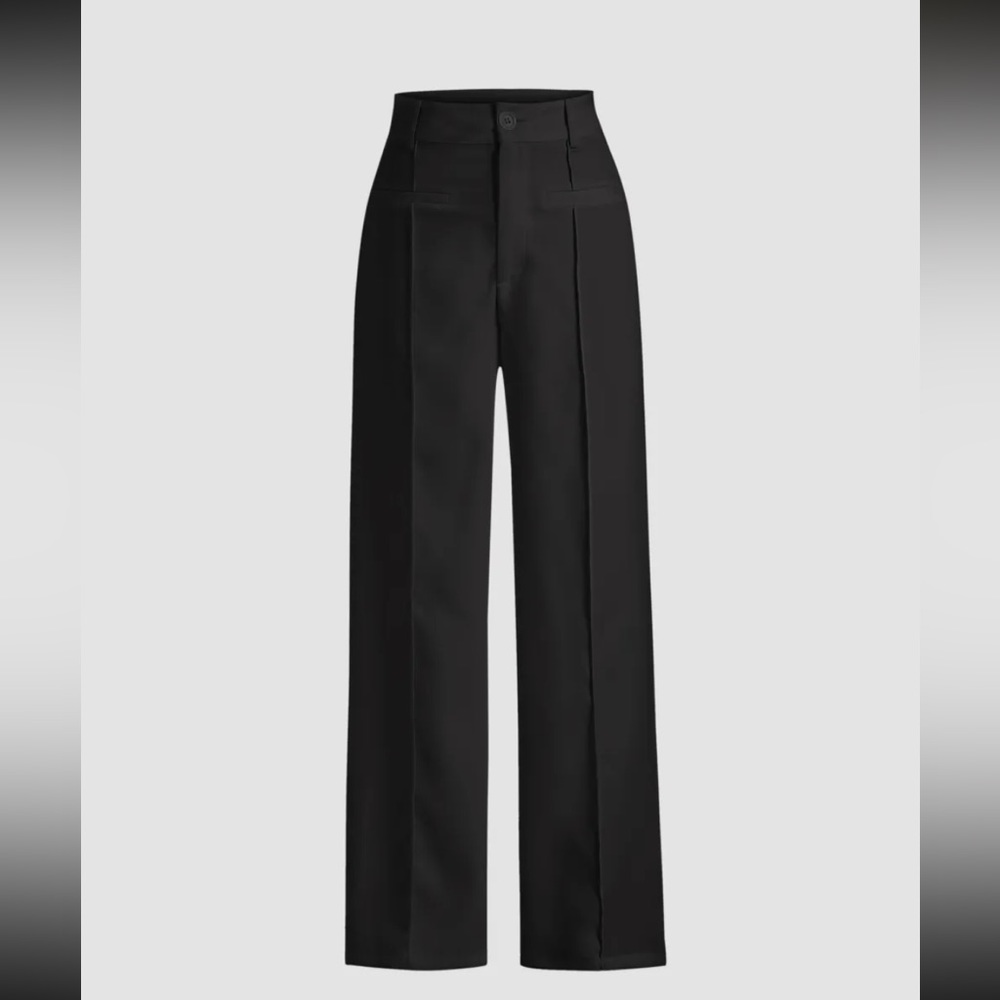 Solid Stitch Straight Leg Trousers